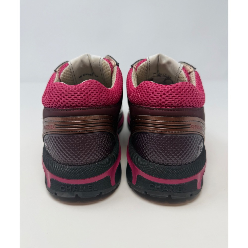 Chanel CC Low Top Trainer Sneaker Pink/Burgandy Size 8 US 38 EU - Picture 5 of 8